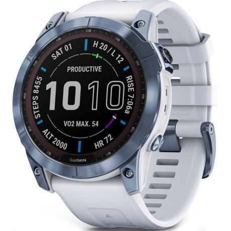 Смарт-часы Garmin Fenix 7X Sapphire Solar M. Blue DLC Titanium w. Whitestone Band (010-02541-14/15)  Фото №2