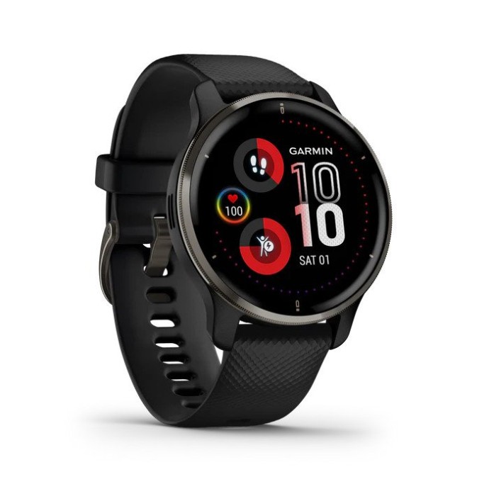 Смарт-часы Garmin Venu 2 Plus Slate S. Steel Bezel w. Black Case and S. Band (010-02496-01/11/51))  Фото №1