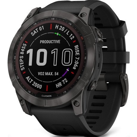 Смарт-годинник Garmin Fenix 7X Sapphire S. Black DLC Titanium w. Black Band (010-02541-22/23)  Фото №2