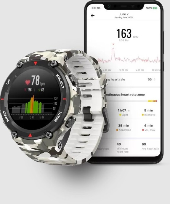 Смарт-годинник Amazfit T-Rex Camo Green  Фото №1