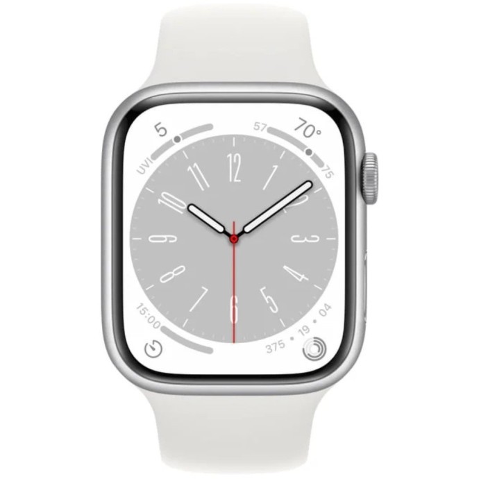 Смарт-годинник Apple Watch Series 8 GPS 45mm Silver Aluminum Case with White S. Band - M/L (MP6N3, MP6Q3)  Фото №0