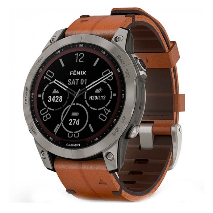 Смарт-часы Garmin Fenix ??7 Sчасы Garmin Fenix 7 Sapphire Solar Titanium with Chestnut Leather Band (010-02540-31)