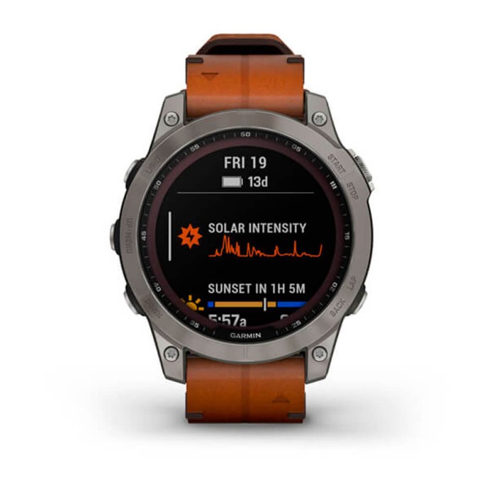 Смарт-часы Garmin Fenix ??7 Sчасы Garmin Fenix 7 Sapphire Solar Titanium with Chestnut Leather Band (010-02540-31)  Фото №0