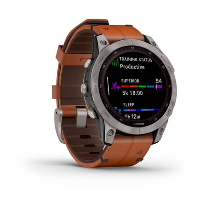 Смарт-часы Garmin Fenix ??7 Sчасы Garmin Fenix 7 Sapphire Solar Titanium with Chestnut Leather Band (010-02540-31)  Фото №1