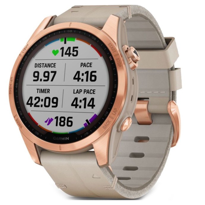Смарт-часы Garmin Fenix 7S Sapphire Solar Rose G. Titanium w. Limestone L. Band (010-02539-35)  Фото №1