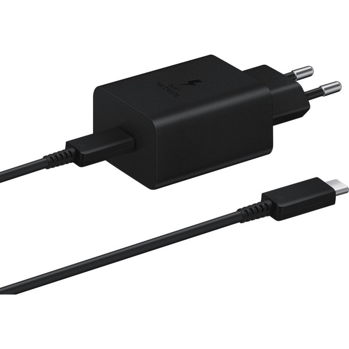 Мережевий зарядний пристрій Samsung 45W Compact Power Adapter with Type-C to Type-C Cable Black (EP-T4510XBEG)  Фото №1