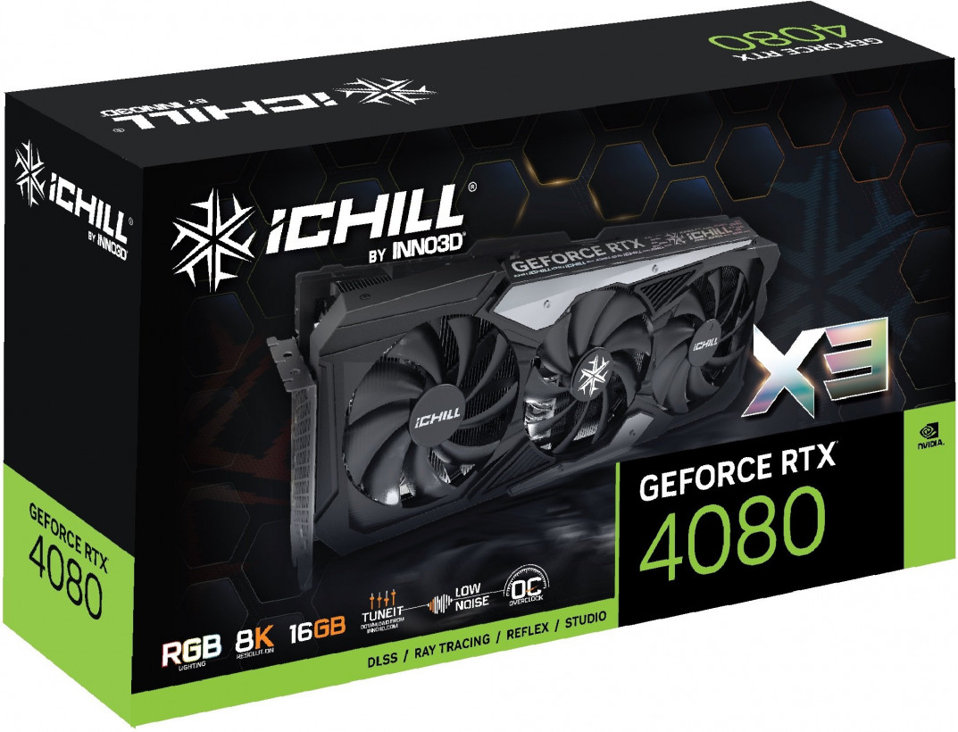 Відеокарта INNO3D GEFORCE RTX 4080 16 GB ICHILL X3 (C40803-166XX-187049H)  Фото №1