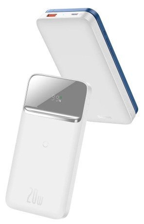 Внешний аккумулятор (павербанк) Baseus Magnetic 10000mAh 20W white (PPMT-02)  Фото №1