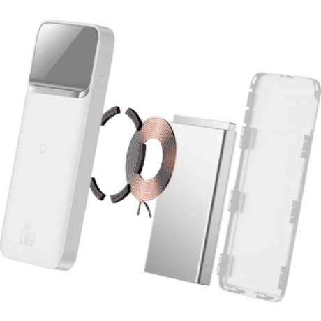 Внешний аккумулятор (павербанк) Baseus Magnetic 10000mAh 20W white (PPMT-02)  Фото №3