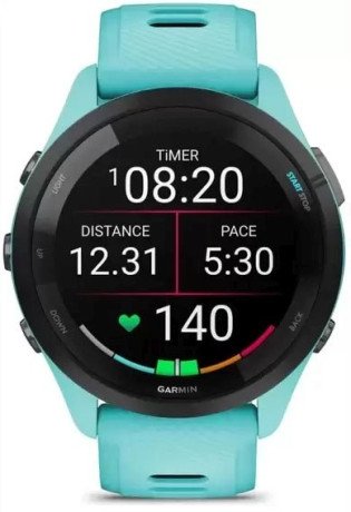 Смарт-годинник Garmin Forerunner 265 Black Bezel w. Aqua Case and Aqua/Black Silicone Band (010-02810-02/12)  Фото №0