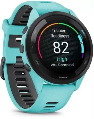 Смарт-годинник Garmin Forerunner 265 Black Bezel w. Aqua Case and Aqua/Black Silicone Band (010-02810-02/12)  Фото №1