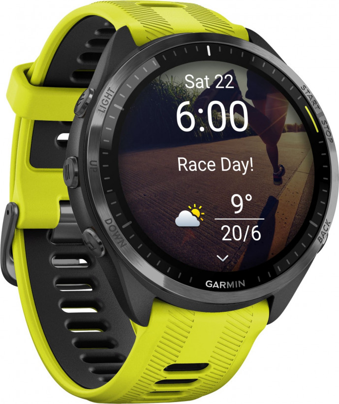 Спортивний годинник Garmin Forerunner 965 Carbon Gray Titanium Bezel w. Black Case and Amp Yell/Black S. Band (010-02809-02/12)  Фото №0