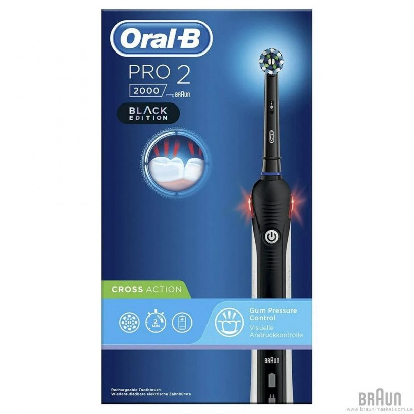 Зубна щітка Braun Oral-B Pro2 2000 Cross Action Black Edition D501.513.2 BK  Фото №0