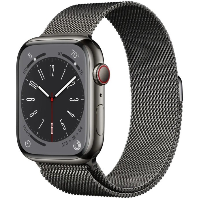 Смарт-годинник Apple Watch Series 8 GPS + Cellular 45mm Graphite S. Steel Case w. Milanese Loop Graphite (MNKW3/MNKX3)  Фото №0
