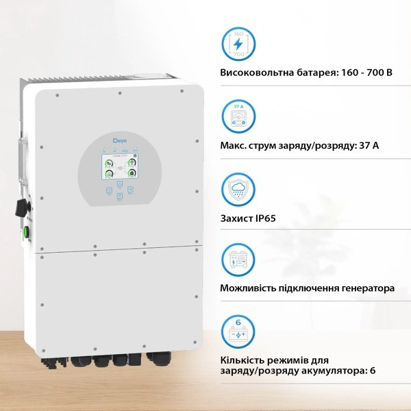 Гибридный солнечный инвертор (hybrid) Deye SUN-12K-SG01HP3-EU-AM2  Фото №1