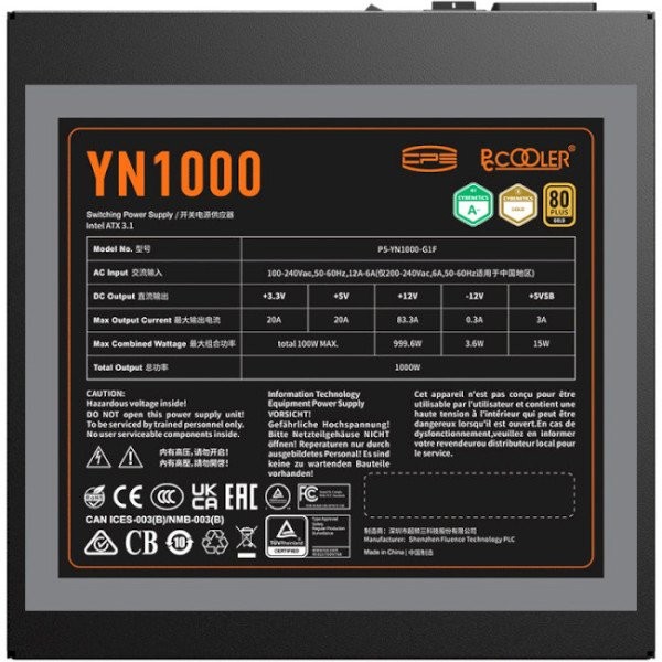 Блок живлення PCCooler YN1000 (P5-YN1000-G1FFBK1)  Фото №15