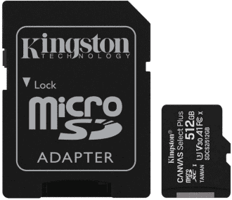 Карта памяти Kingston 512 GB microSDXC Class 10 UHS-I U3 Canvas Select Plus + SD Adapter (SDCS2/512G