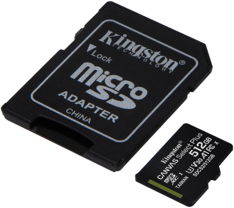 Карта пам&#039;яті Kingston 512 GB microSDXC Class 10 UHS-I U3 Canvas Select Plus + SD Adapter (SDCS2/512GB)  Фото №0