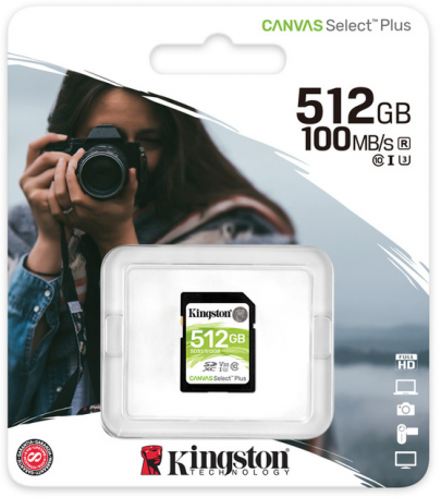 Карта пам&#039;яті Kingston 512 GB SDXC Class 10 UHS-I U3 Canvas Select Plus SDS2/512GB  Фото №1