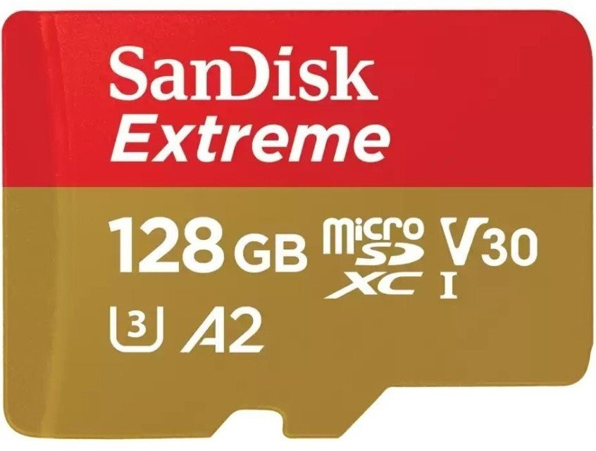 Карта памяти SanDisk 128 GB microSDXC UHS-I U3 V30 A2 Extreme (SDSQXAA-128G-GN6MA)  Фото №1