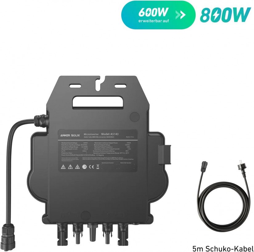Солнечная панель Anker SOLIX RS40 (415W) + MI80 (BLE) Micro Inverter – 600W/800W  Фото №0