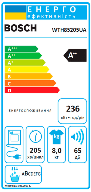 Сушильная машина Bosch WTH85205UA  Фото №5