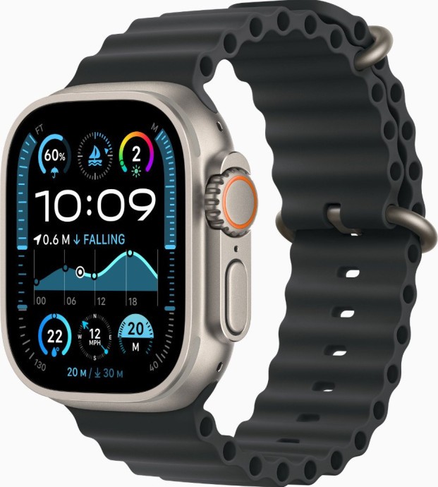 Смарт-годинник Apple Watch Ultra 2 GPS + Cellular 49mm Natural Titanium Case w. Black Ocean Band (MYT03+MXTL3)