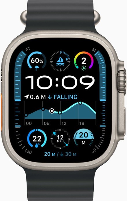 Смарт-годинник Apple Watch Ultra 2 GPS + Cellular 49mm Natural Titanium Case w. Black Ocean Band (MYT03+MXTL3)  Фото №0
