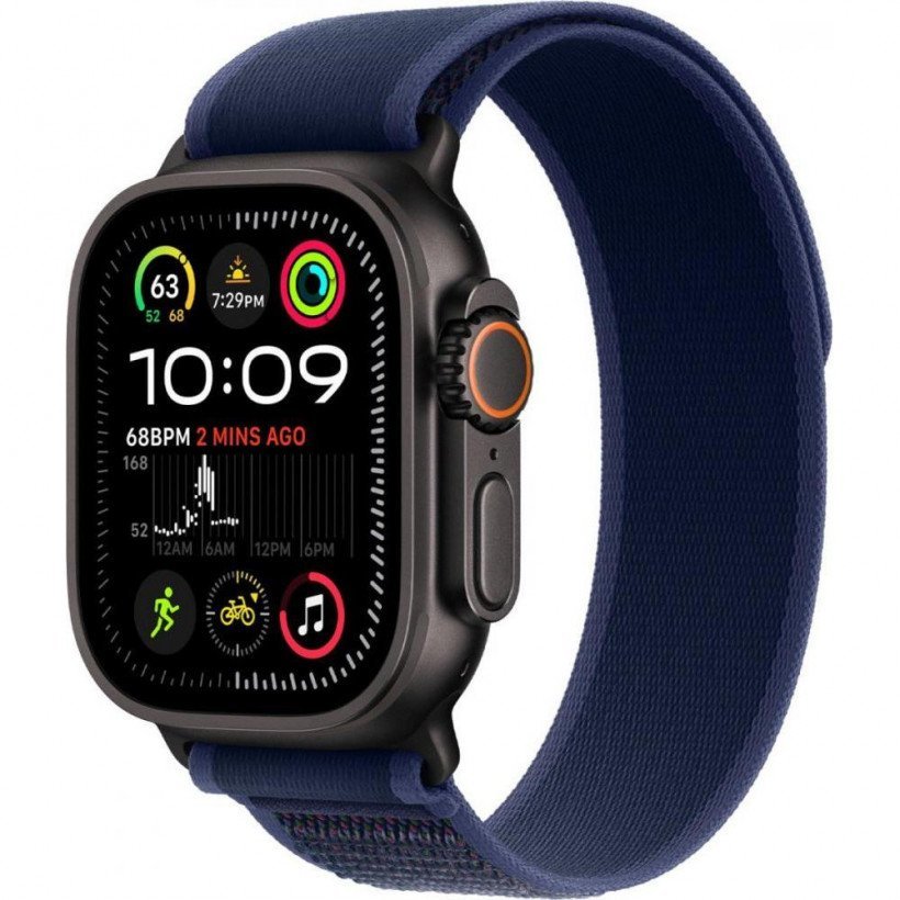 Смарт-часы Apple Watch Ultra 2 GPS+Cellular 49mm Black Titan. Case w. Blue Trail Loop - M/L (MYTJ3+MYQ83)