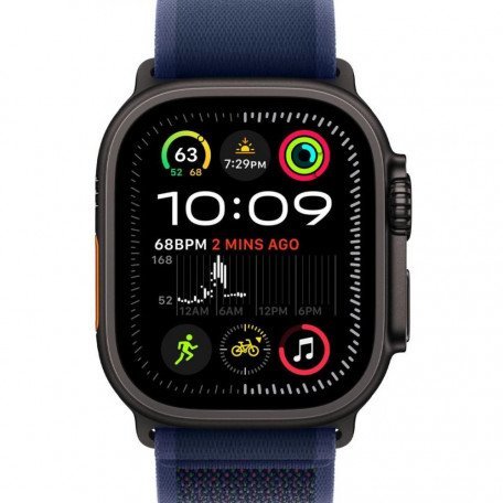 Смарт-часы Apple Watch Ultra 2 GPS+Cellular 49mm Black Titan. Case w. Blue Trail Loop - M/L (MYTJ3+MYQ83)  Фото №1