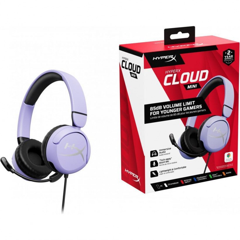 Навушники з мікрофоном HyperX Cloud Mini Wired Lavender (7G8F5AA)  Фото №5