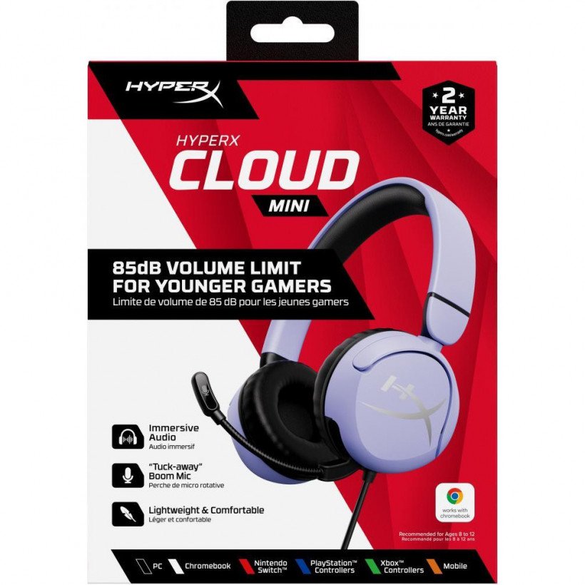 Навушники з мікрофоном HyperX Cloud Mini Wired Lavender (7G8F5AA)  Фото №8