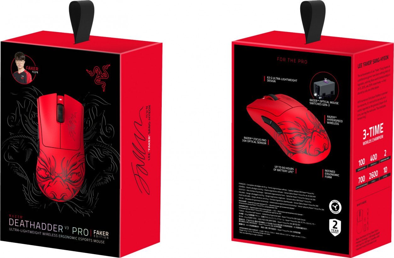 Миша Razer DeathAdder V3 Pro FAKER Edition (RZ01-04630400-R3M)  Фото №1