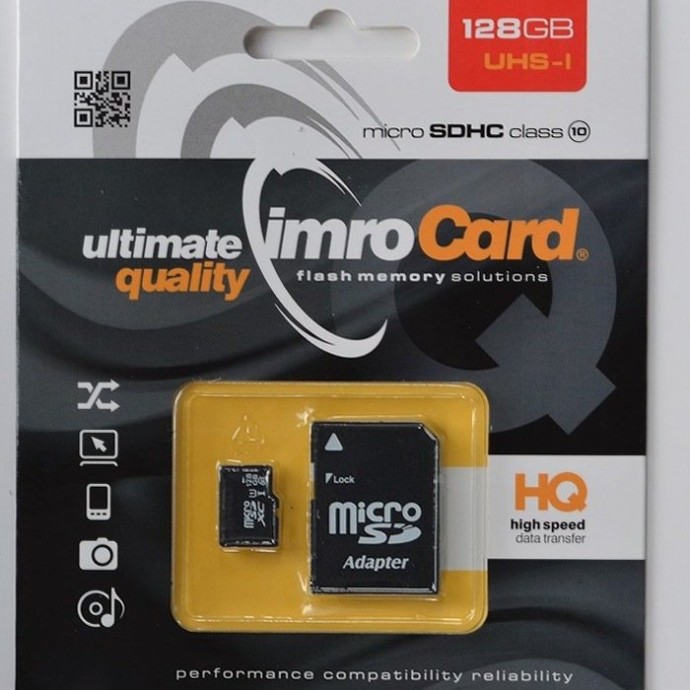 Карта памяти Imro microsdxc 128gb adp 10c uhs-3  Фото №0