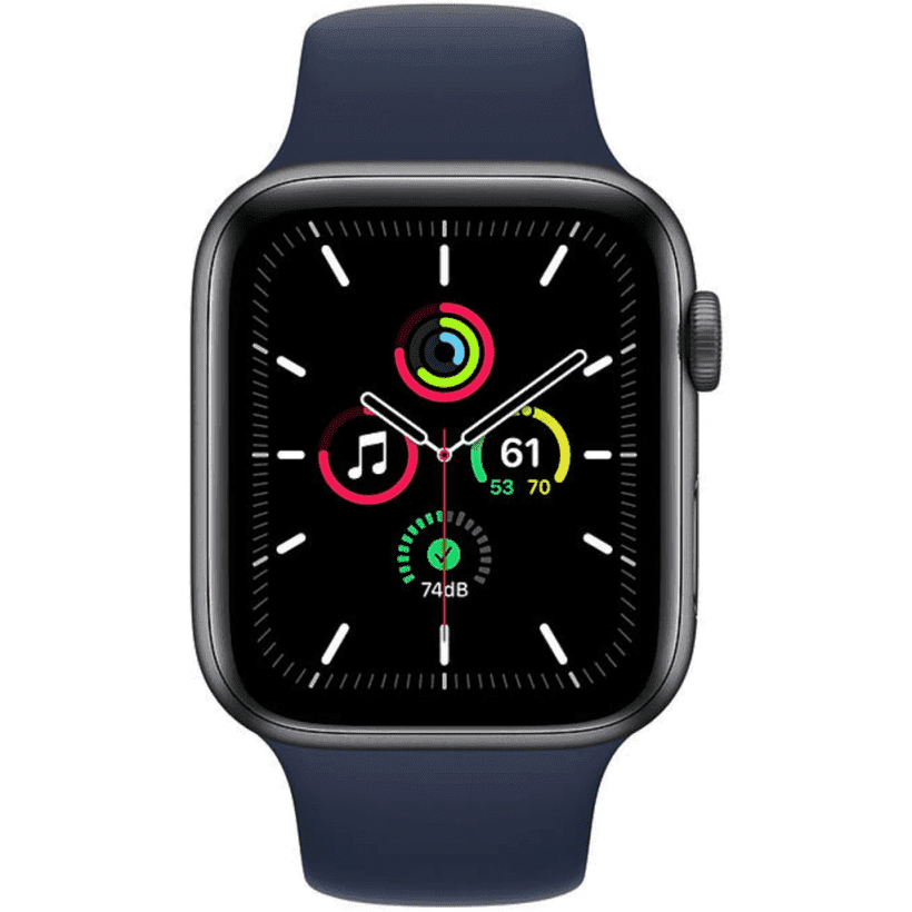 Смарт-часы Apple Watch SE GPS 44mm Space Gray Aluminum Case w. Deep Navy Sport B. (MYE32)