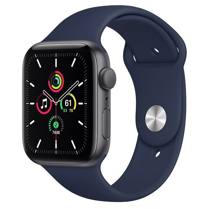 Смарт-часы Apple Watch SE GPS 44mm Space Gray Aluminum Case w. Deep Navy Sport B. (MYE32)  Фото №0