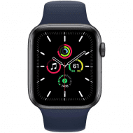 Смарт-часы Apple Watch SE GPS 44mm Space Gray Aluminum Case w. Deep Navy Sport B. (MYE32) 