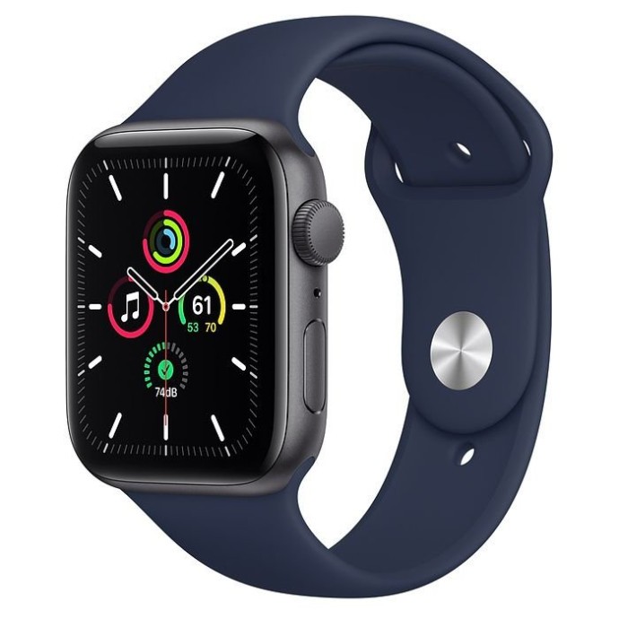 Смарт-годинник Apple Watch SE GPS 44mm Space Gray Aluminum Case w. Deep Navy Sport B. (MYE32)  Фото №0