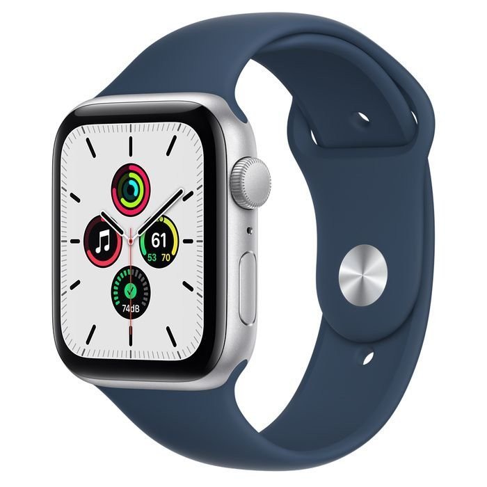 Смарт-часы Apple Watch SE GPS 44mm Silver Aluminum Case w. Abyss Blue S. Band (MKQ43)  Фото №0