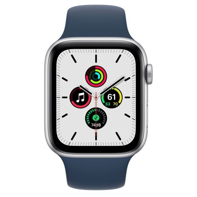 Смарт-годинник Apple Watch SE GPS 44mm Silver Aluminum Case w. Abyss Blue S. Band (MKQ43)