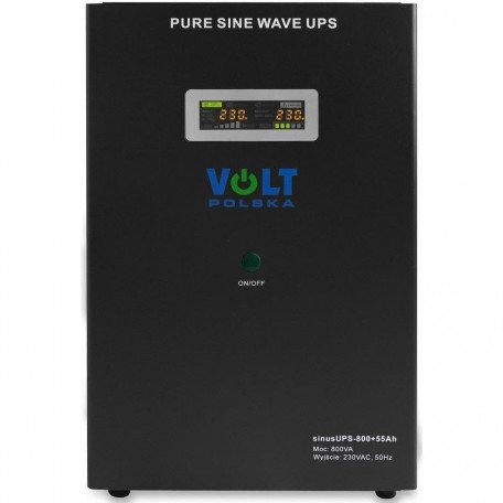 Гибридный ИБП/инвертор Volt Polska SINUS UPS 800 + AKU 55AH 500/800W (3SR800WA55)