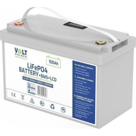 Аккумулятор для ИБП/инвертора Volt Polska LiFePO4 12,8V 100Ah BMS LCD (6AKLI10L12)