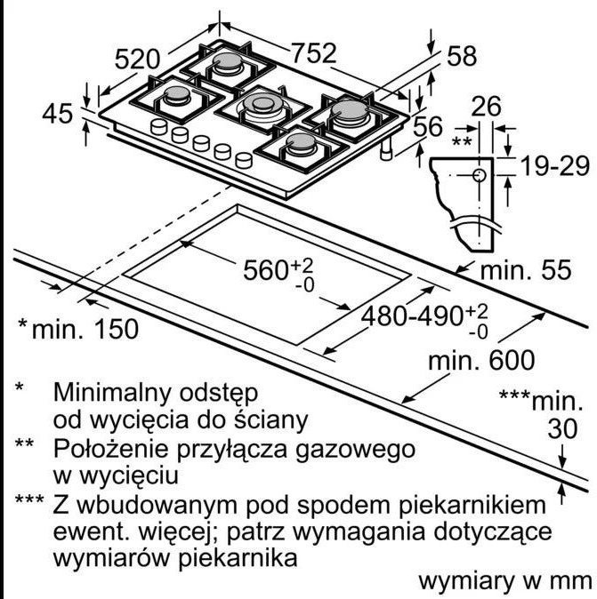 Газова варильна поверхня Bosch PPQ7A6B90  Фото №6