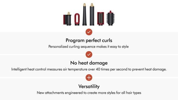 Мультистайлер Dyson Airwrap i.d. HS08 Multi-Styler and Dryer Straight to Wavy - Red Velvet/Gold (596926-01)  Фото №4