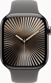 Смарт-годинник Apple Watch Series 10 GPS + Cellular 46mm Natural Titanium Case w. Stone Grey Sport Band - S/M (MWY93)