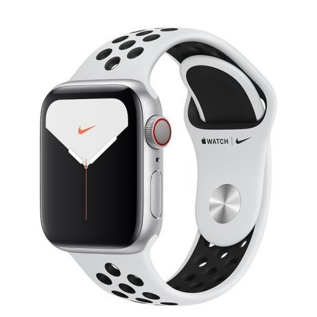 Смарт-годинник Apple Watch Series 5 GPS + LTE 40mm Silver Aluminium w. Pure Platinum/Black Nike Sport Band (MX372)  Фото №0