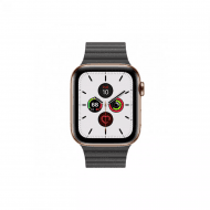 Смарт-часы Apple Watch Series 5 LTE 44mm Gold Steel with Black Leather Loop (MWQN2)