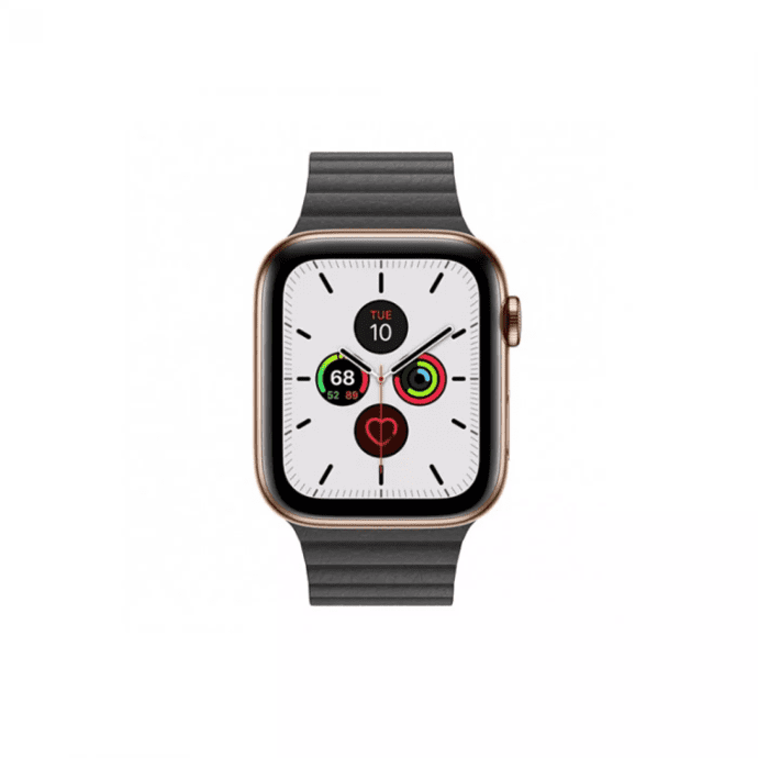 Смарт-годинник Apple Watch Series 5 LTE 44mm Gold Steel with Black Leather Loop (MWQN2)