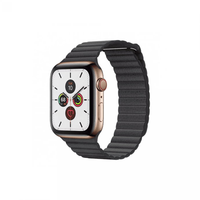 Смарт-годинник Apple Watch Series 5 LTE 44mm Gold Steel with Black Leather Loop (MWQN2)  Фото №0