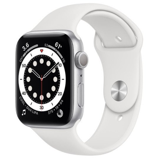 Смарт-часы Apple Watch Series 6 GPS 44mm Silver Aluminum Case w. White Sport B. (M00D3)  Фото №1